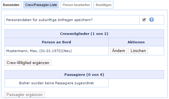 Crew/Passagier-Liste